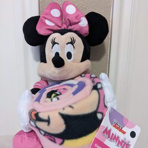Disney Minnie Mouse Pink So Dotty Character Plush & 40" x 50" Fleece Throw Set